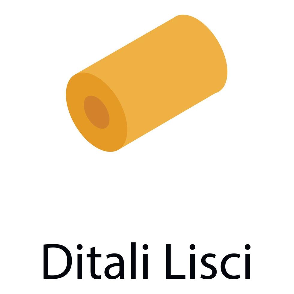 ícone de macarrão ditali lisci, estilo isométrico vetor