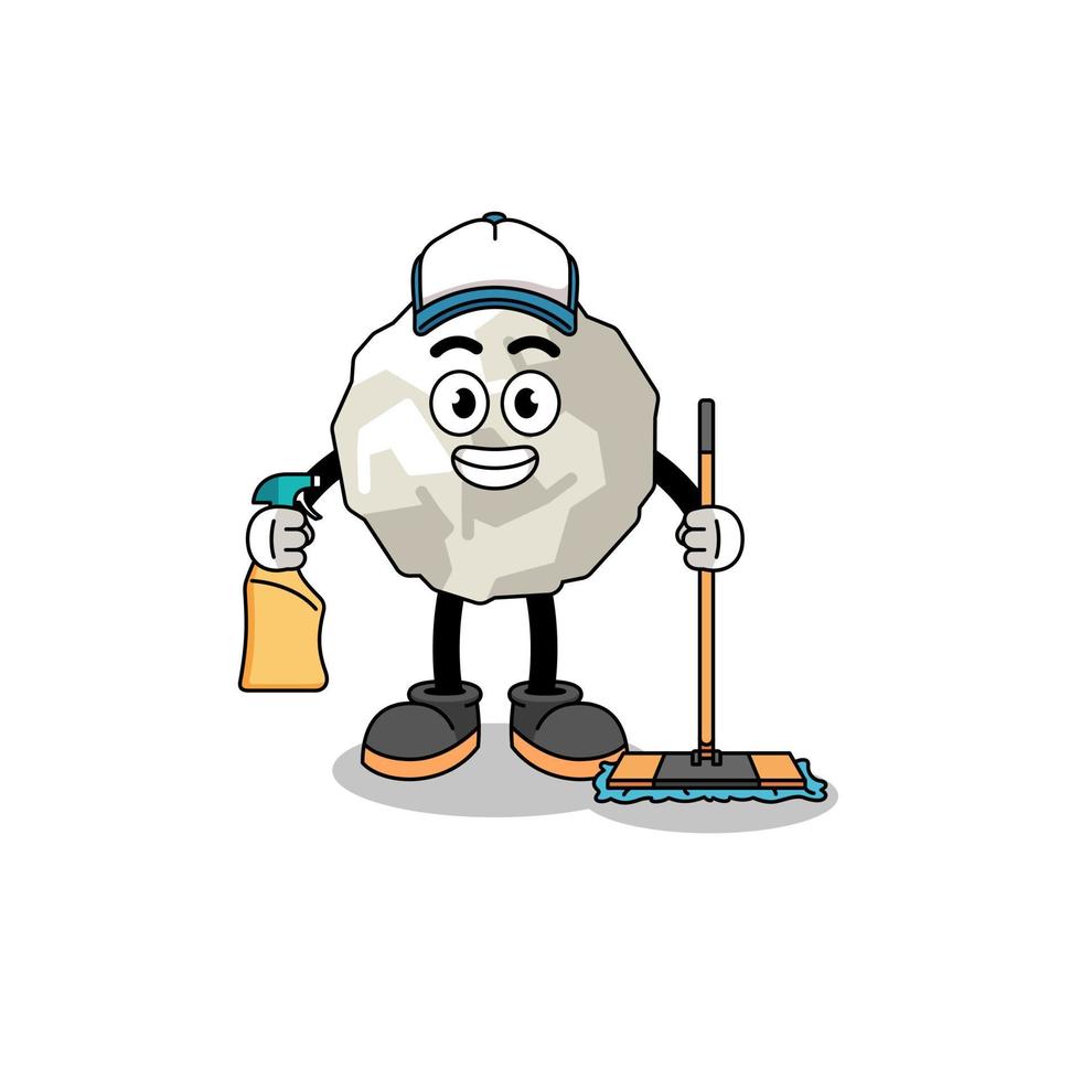 mascote de personagem de papel amassado como serviço de limpeza vetor