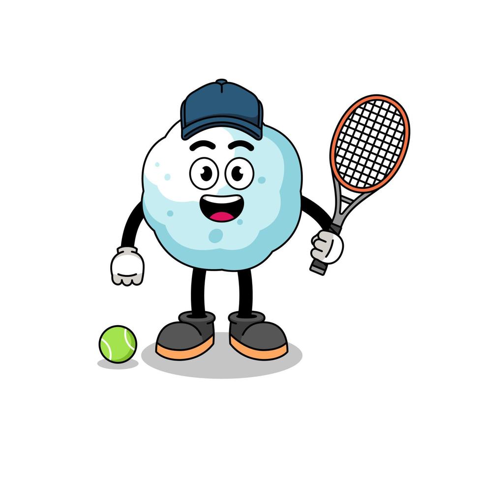 ilustração de bola de neve como jogador de tênis vetor