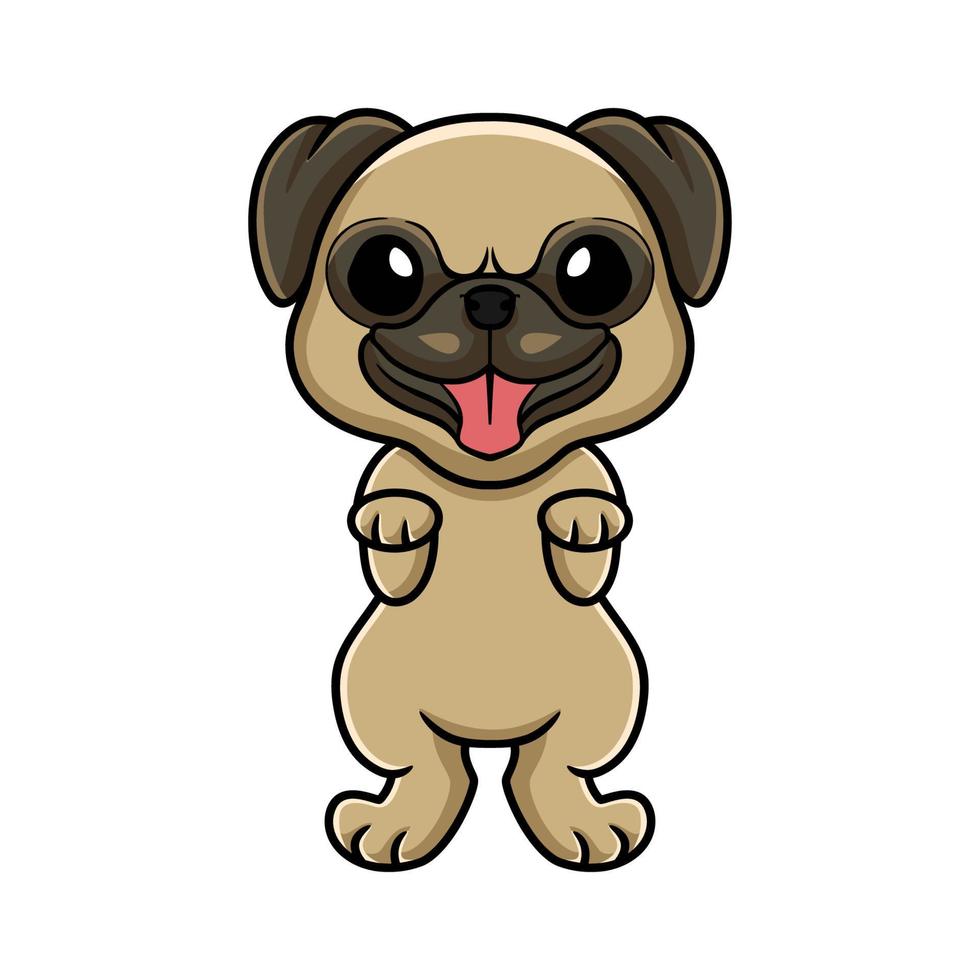 posando de desenho animado de cachorro pug bonitinho vetor