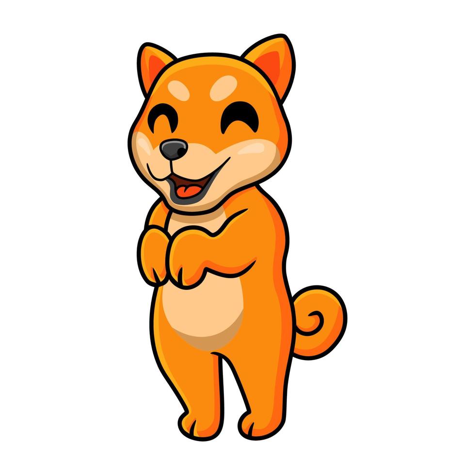 lindo desenho de cachorro shiba inu posando vetor