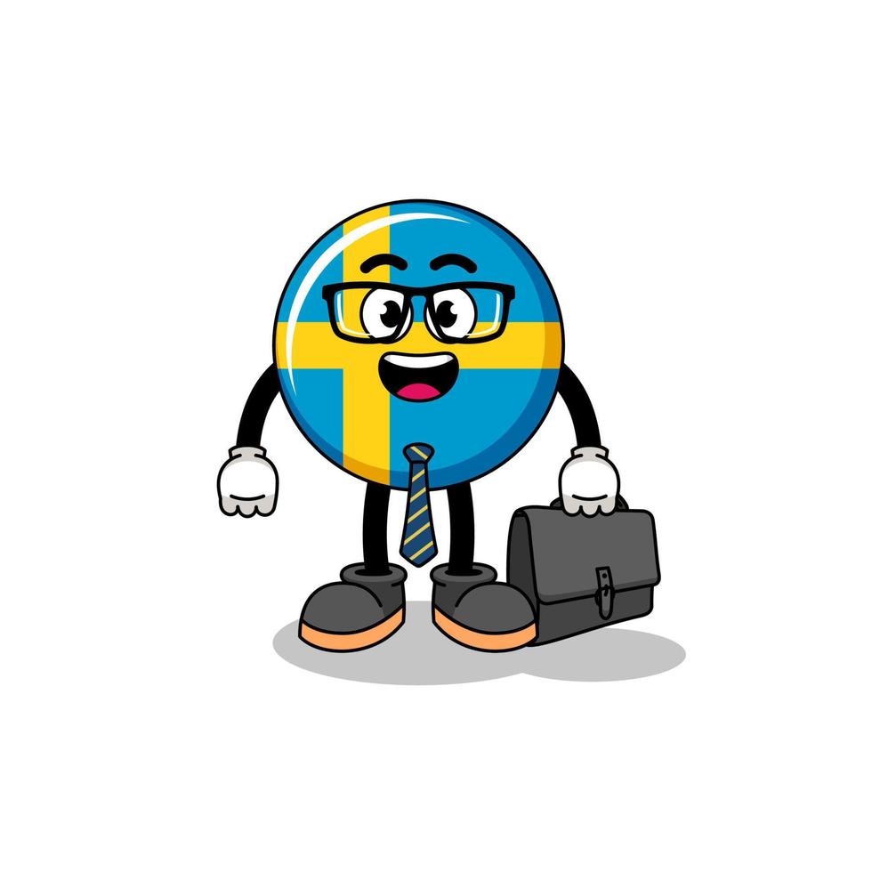 mascote da bandeira sueca como empresário vetor