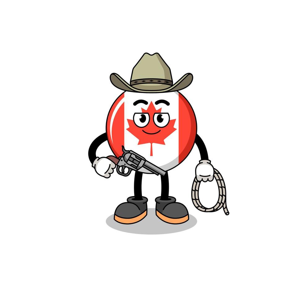 mascote de personagem da bandeira do Canadá como um cowboy vetor