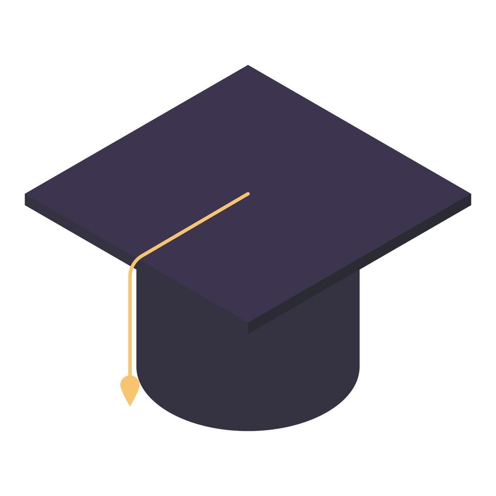 ícone de chapéu graduado, estilo isométrico vetor