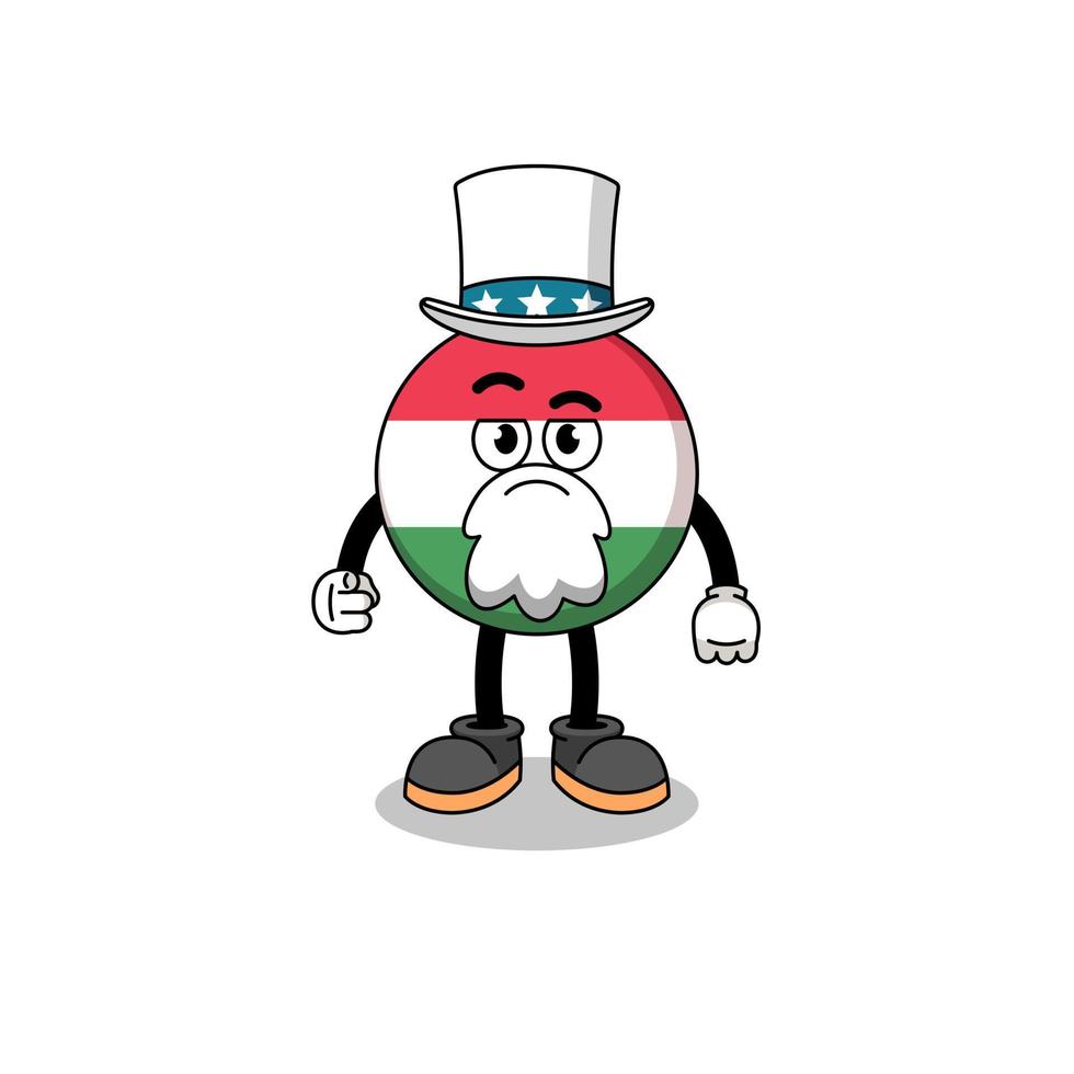 ilustração do desenho animado da bandeira da Hungria com o gesto de eu quero você vetor