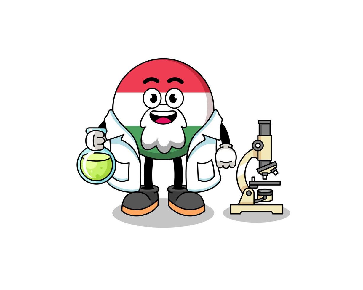 mascote da bandeira da Hungria como cientista vetor