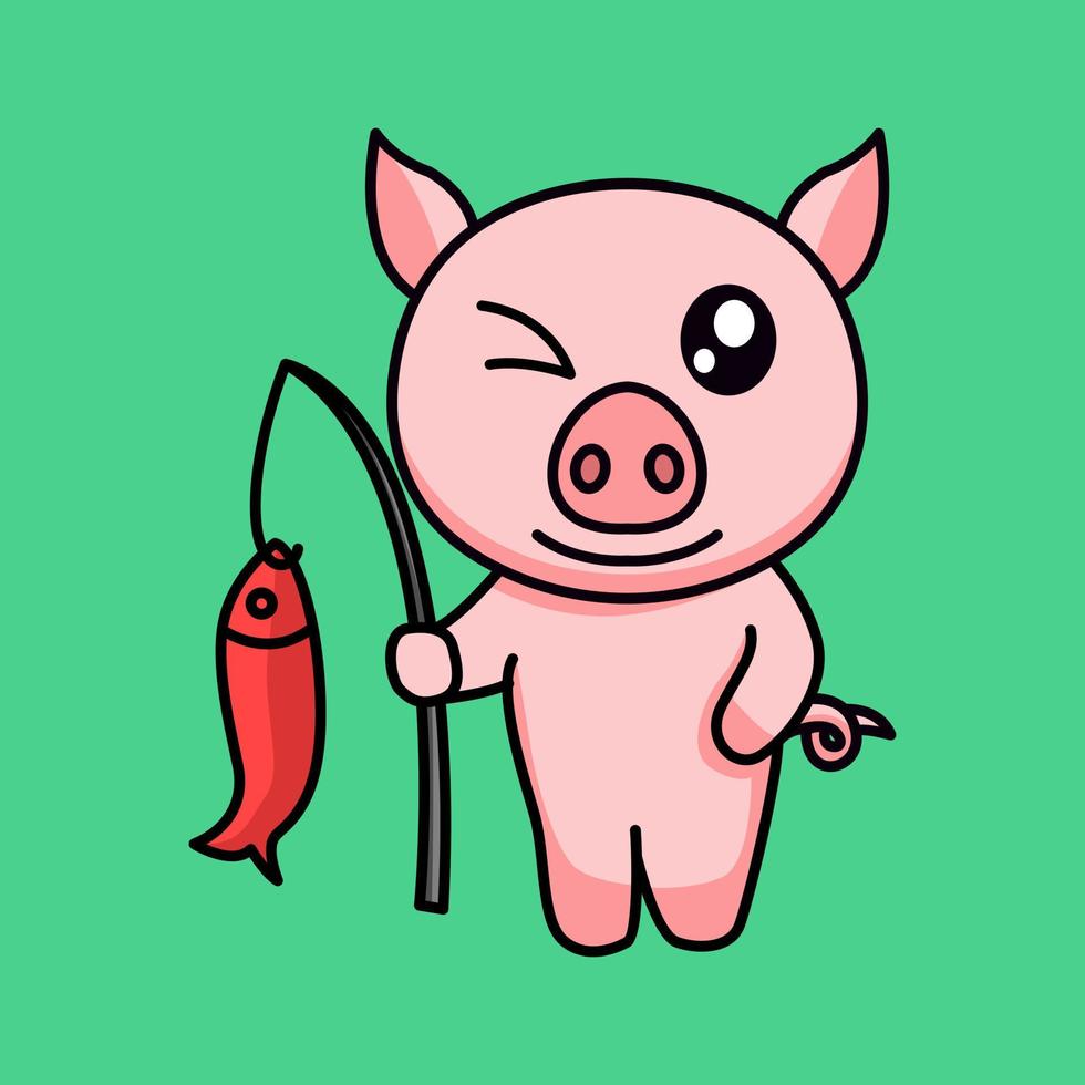 ilustração vetorial de um porco fofo e gordo vetor