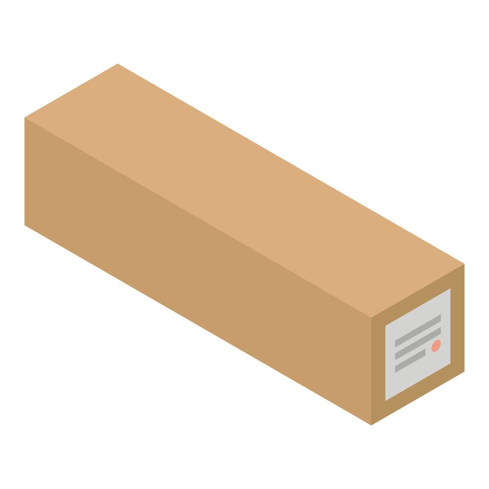 ícone de pacote de caixa longa, estilo isométrico vetor