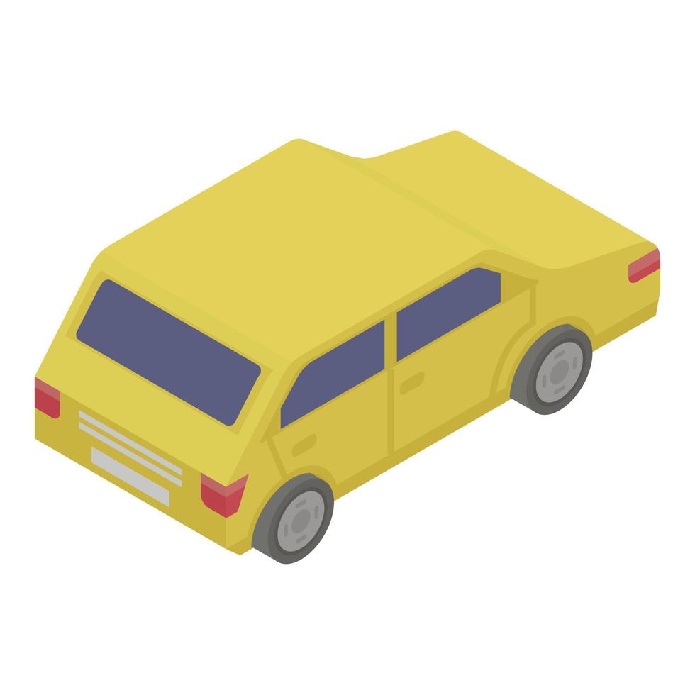 ícone de carro amarelo, estilo isométrico vetor