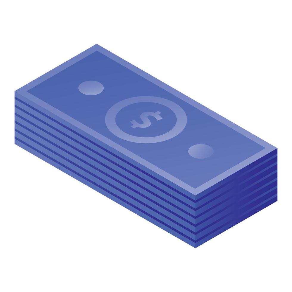 ícone do pacote de dólar azul, estilo isométrico vetor