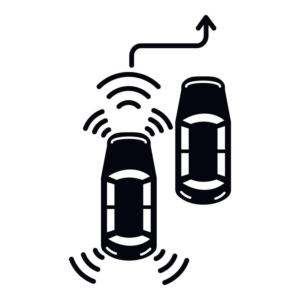 ícone de condução de tráfego de carro inteligente, estilo simples vetor