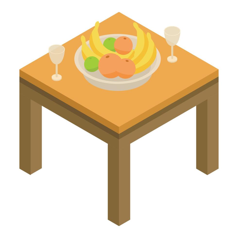 frutas no ícone da mesa, estilo isométrico vetor