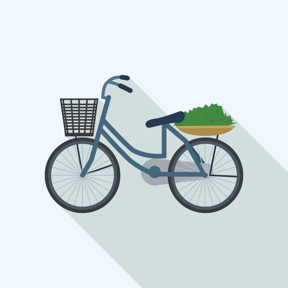 bicicleta com ícone de cesta, estilo simples vetor