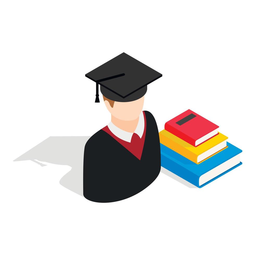 ícone de pós-graduação do estudante, estilo isométrico vetor