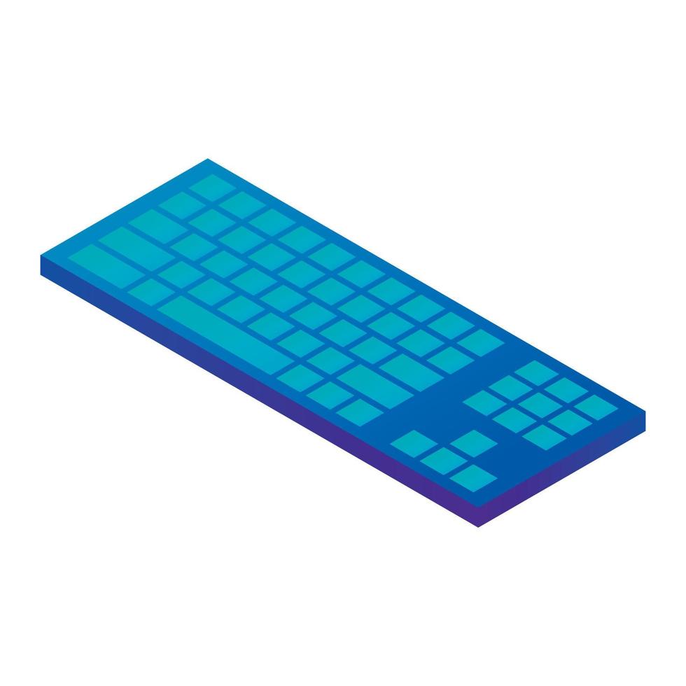 ícone de teclado azul, estilo isométrico vetor