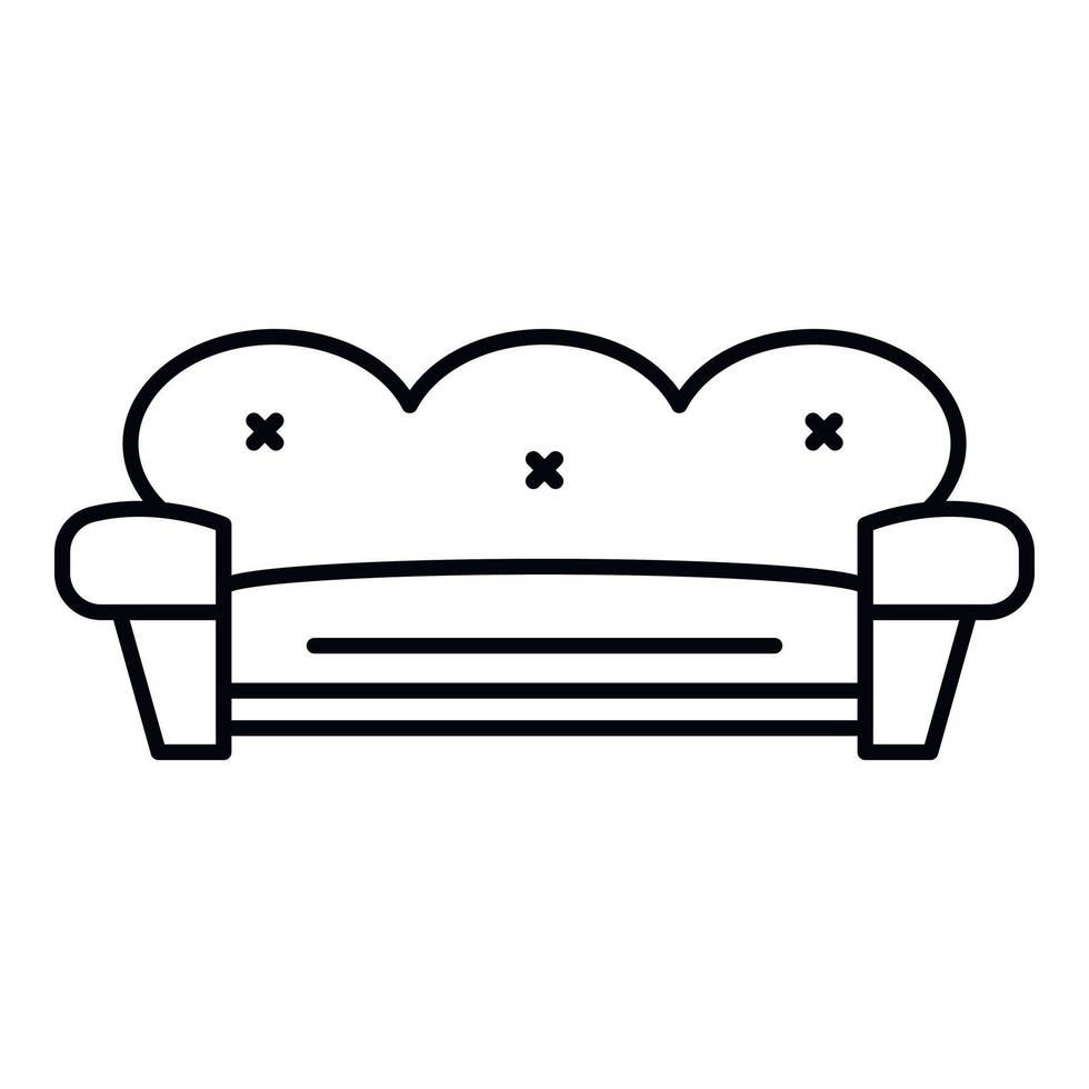 ícone de sofá retrô, estilo de estrutura de tópicos vetor