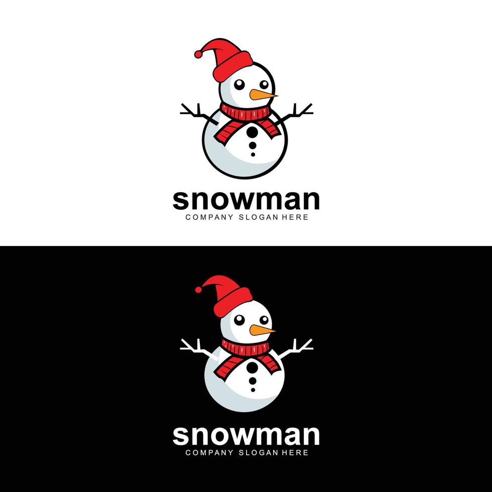 logotipo do boneco de neve, vetor de inverno do boneco de neve e inverno de natal e ano novo