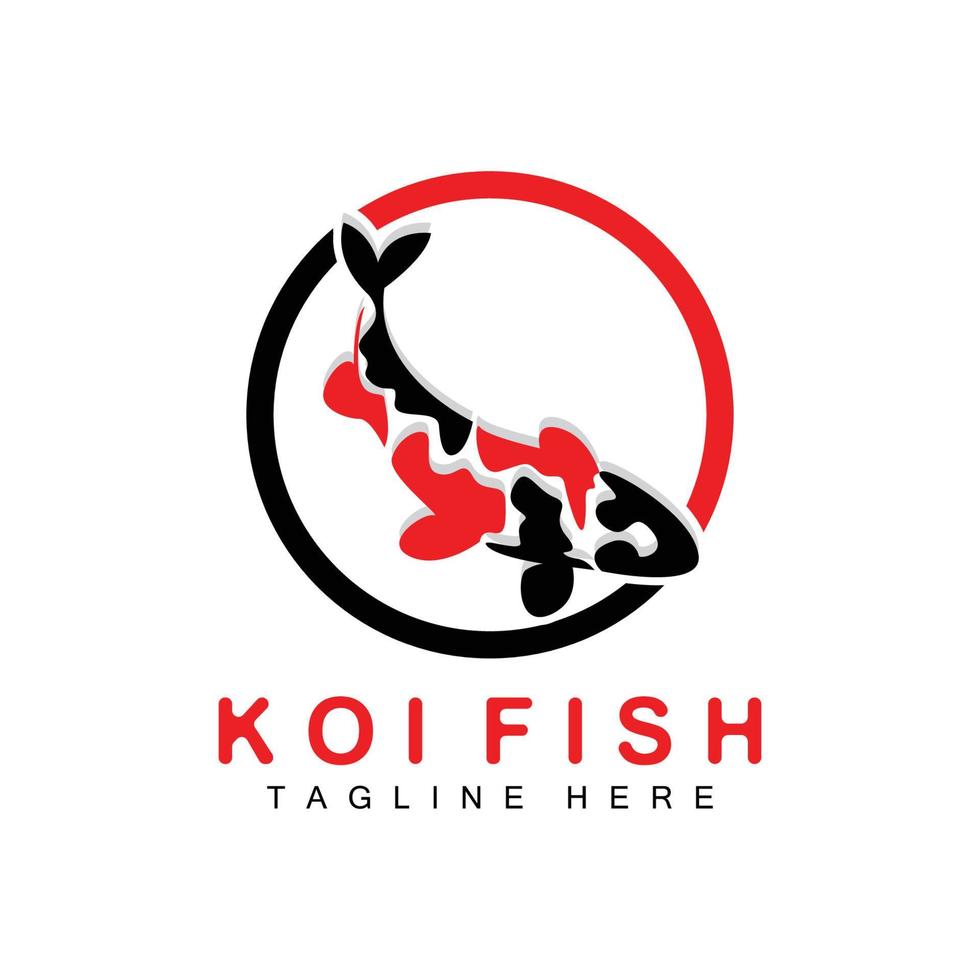 design de logotipo de peixe koi, vetor de peixe ornamental chinês de sorte e triunfo, ícone de peixe dourado da marca da empresa