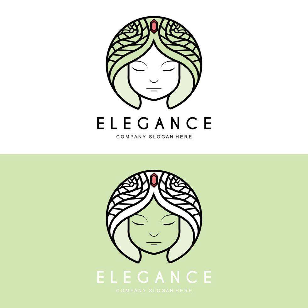 design de logotipo de mulher de beleza, ilustração vetorial de salão de cabeleireiro vetor