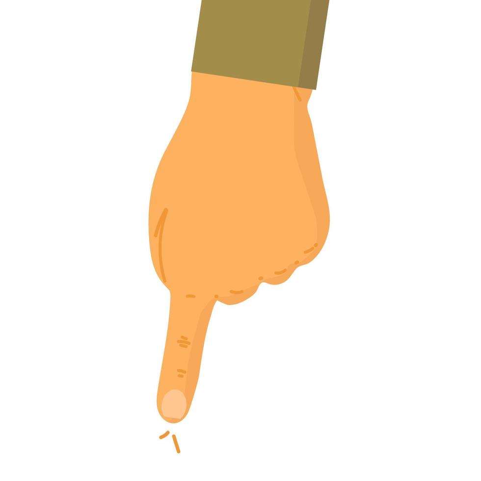 mão apontando. o dedo indicador toca na tela ou mostra algo. ícone ilustração vetorial, vetor