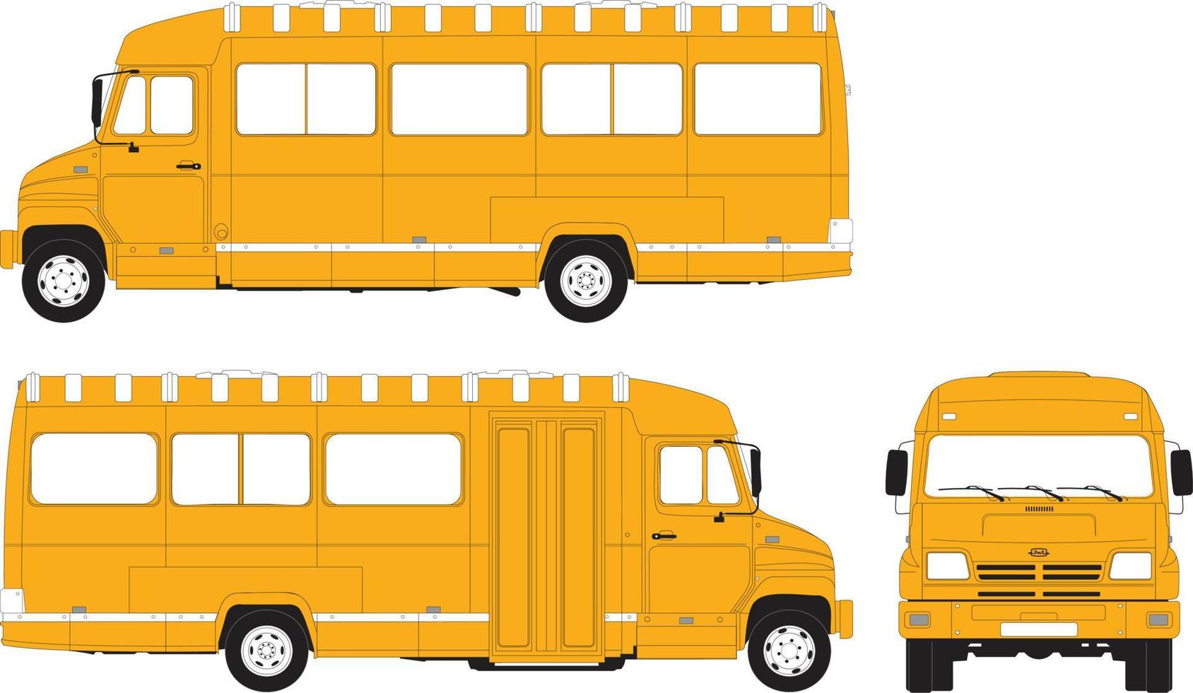 ilustração de crianças em idade escolar andando de ônibus escolar amarelo educação de transporte vetor