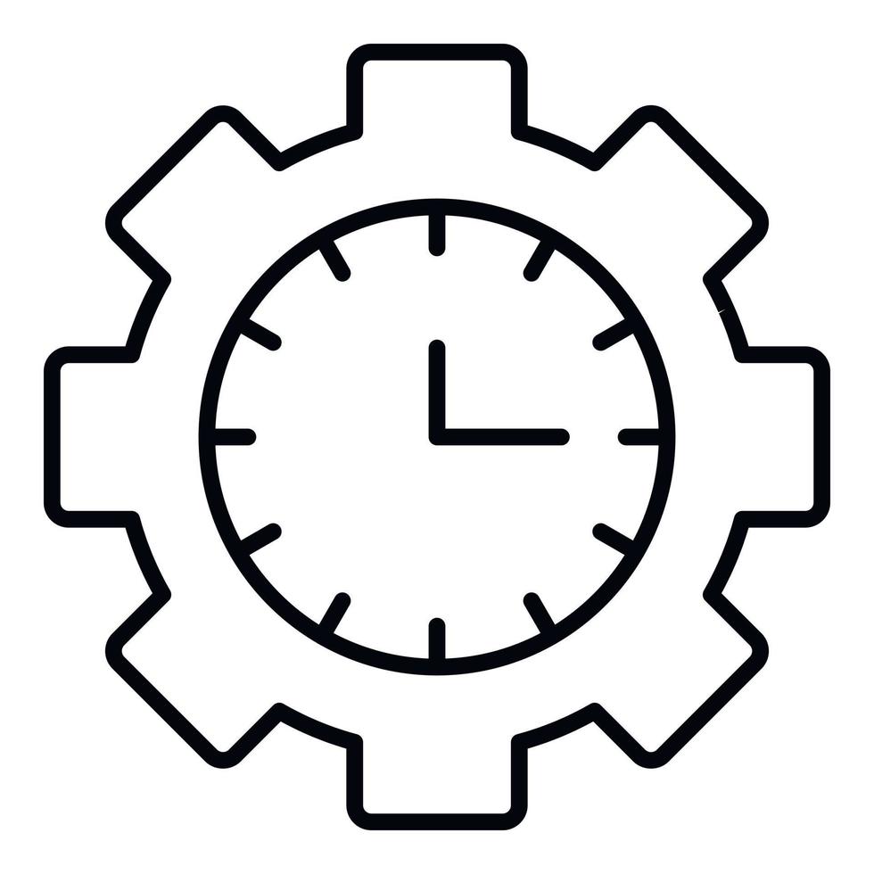 ícone de engrenagem de negócios de tempo, estilo de estrutura de tópicos vetor