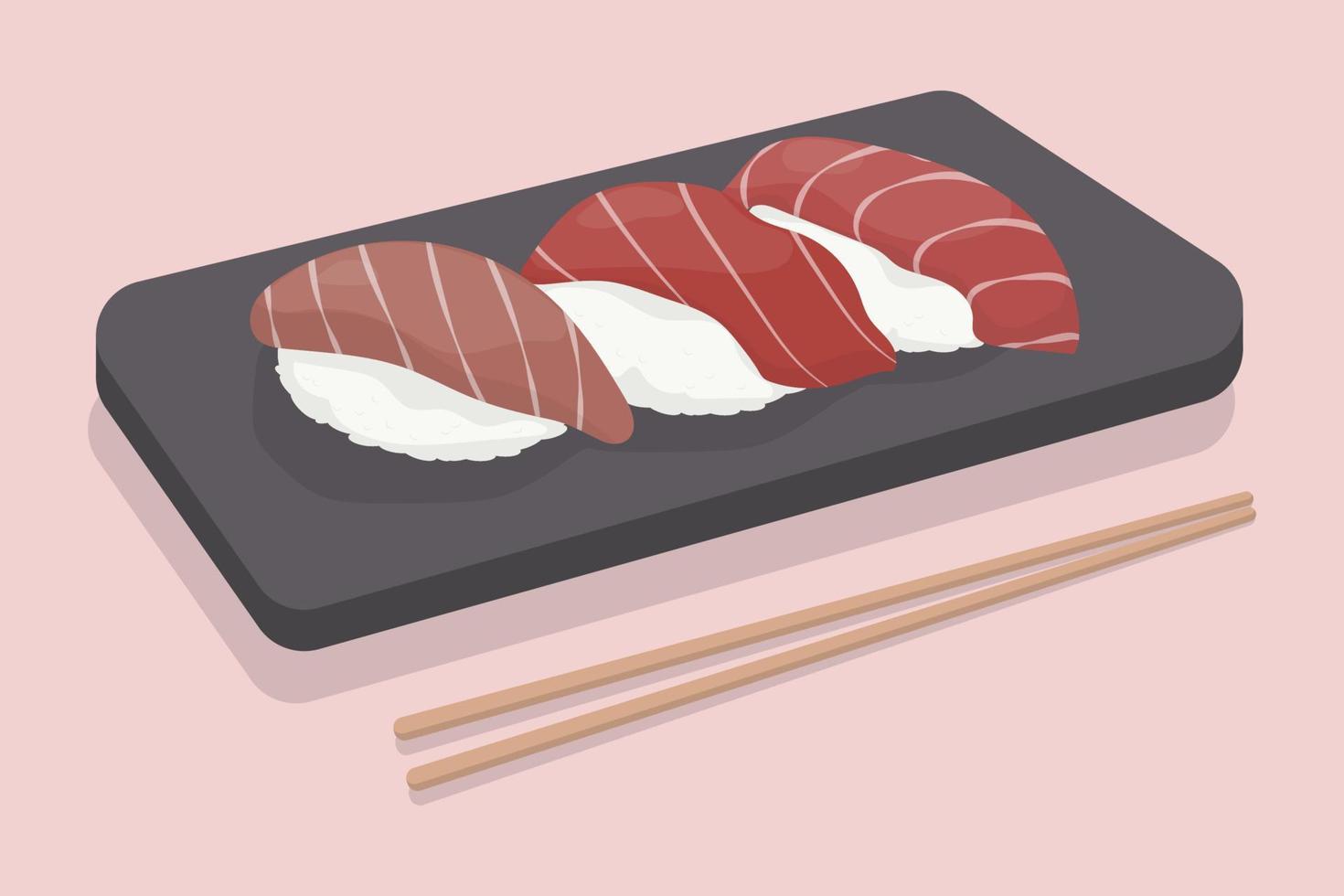 ilustração vetorial de comida de sushi japonês desenhada à mão vetor
