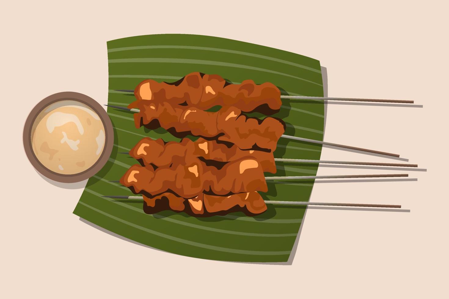 deliciosa ilustração satay em design vetorial vetor