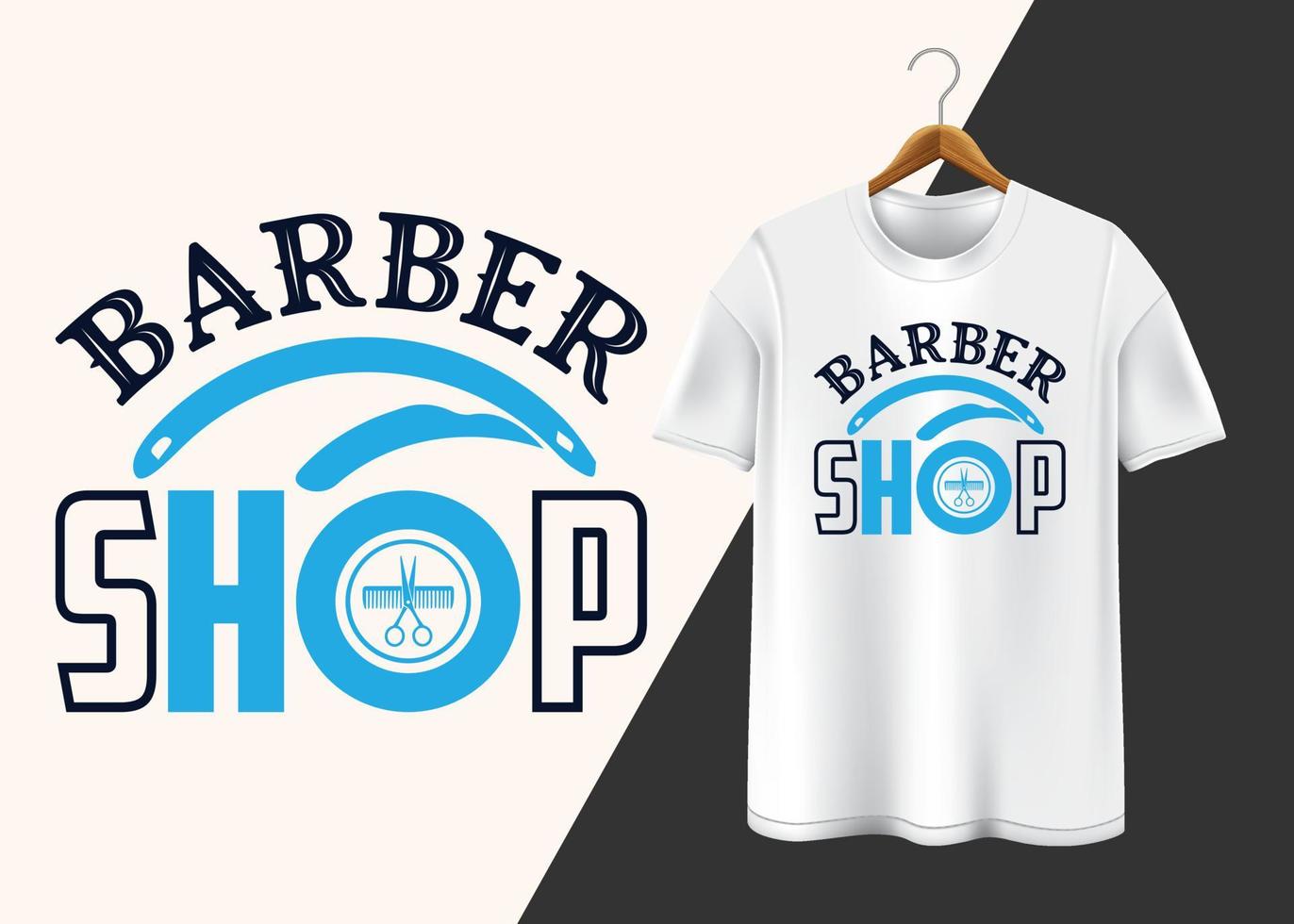 design de camiseta de tipografia de barbearia vetor