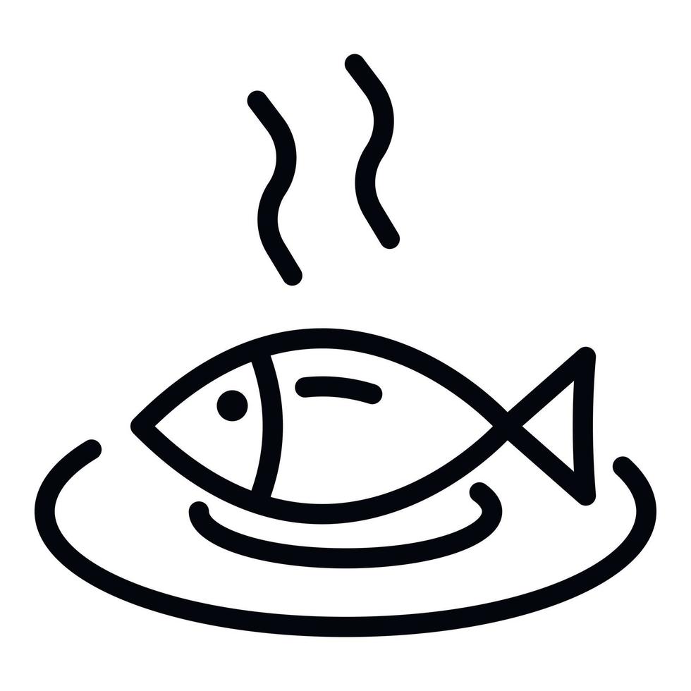 ícone de peixe cozido quente, estilo de estrutura de tópicos vetor