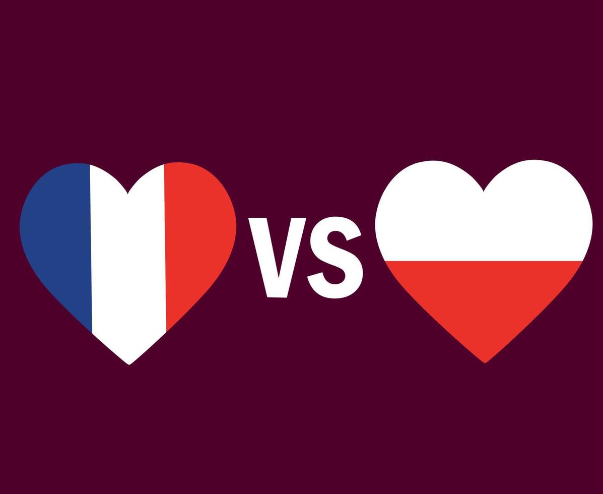 frança e polônia bandeira coração símbolo design europa vetor final de futebol países europeus ilustração de times de futebol