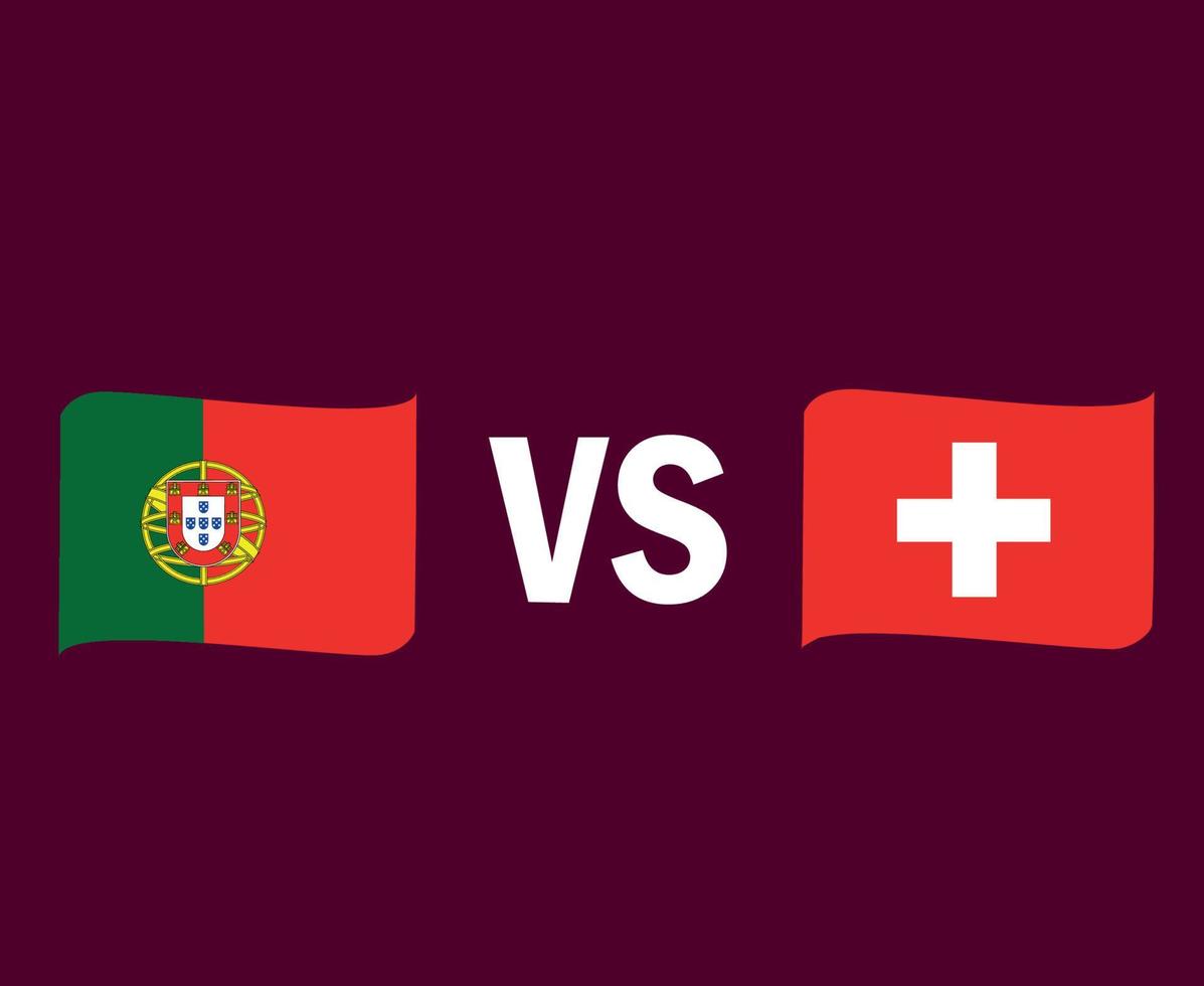 portugal e suíça bandeira fita símbolo design europa futebol final vetor ilustração de times de futebol de países europeus