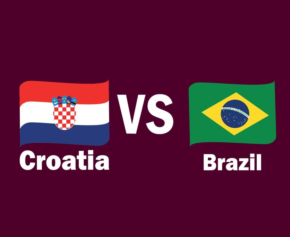 fita da bandeira da croácia e do brasil com design de símbolo de nomes américa latina e europa vetor final de futebol ilustração de times de futebol de países latino-americanos e europeus