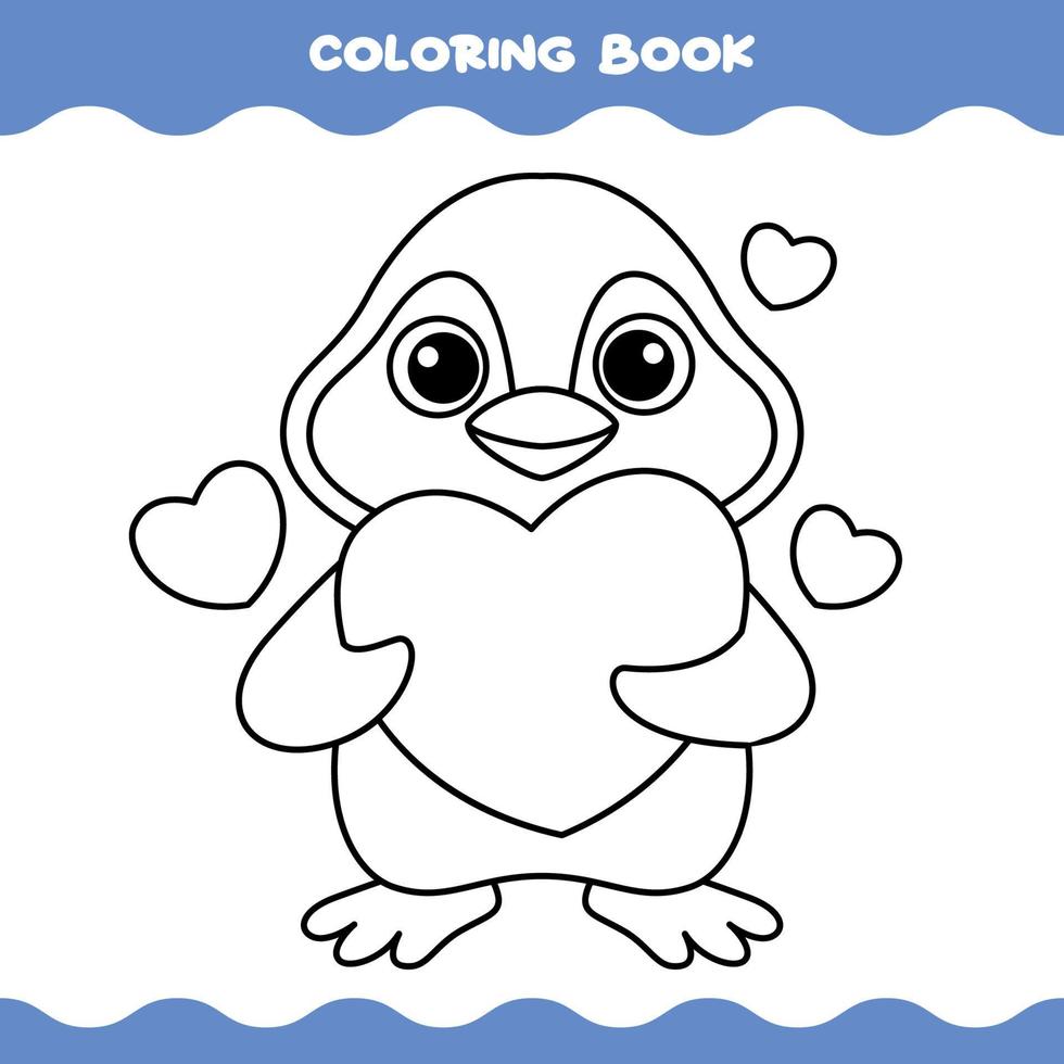 jogo de educação para crianças colorir página de pinguim bonito dos desenhos  animados usando cachecol e