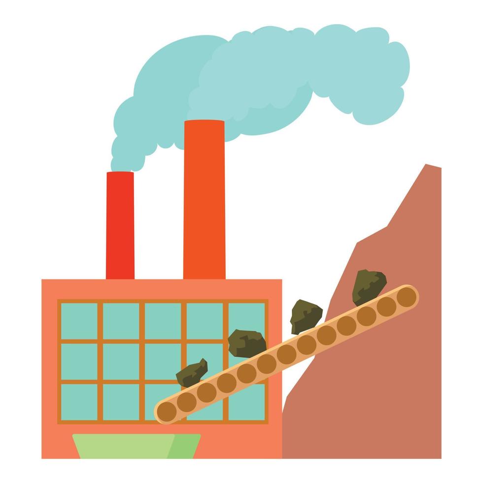 ícone da fábrica de carvão, estilo cartoon vetor