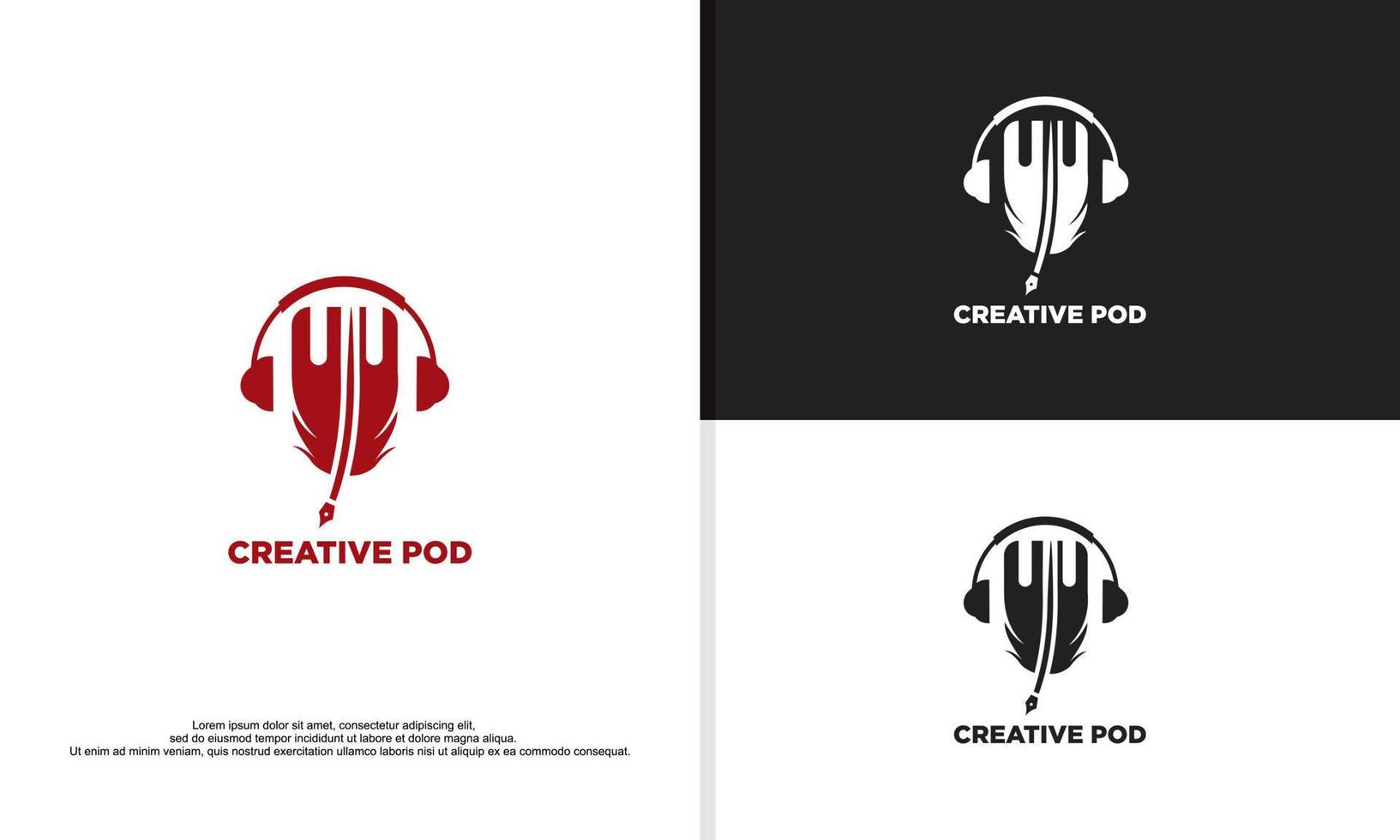 ilustração de design de logotipo de podcast criativo vetor