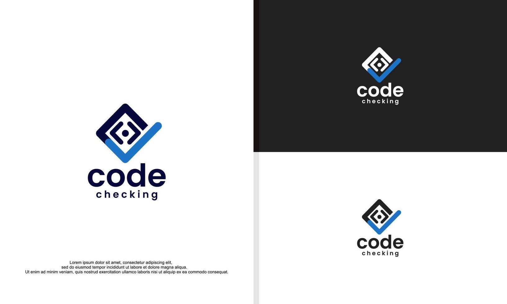 verificação de código, logotipo simples para empresa de tecnologia vetor