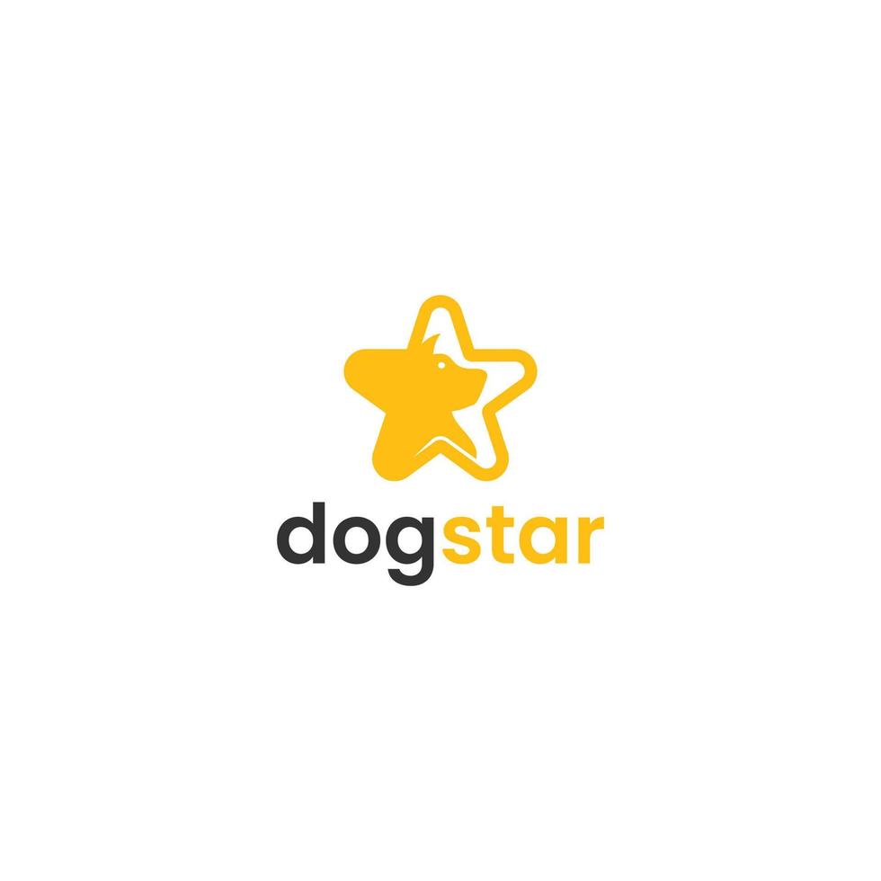 vetor de design de logotipo de cabeça de cachorro estrela amarela
