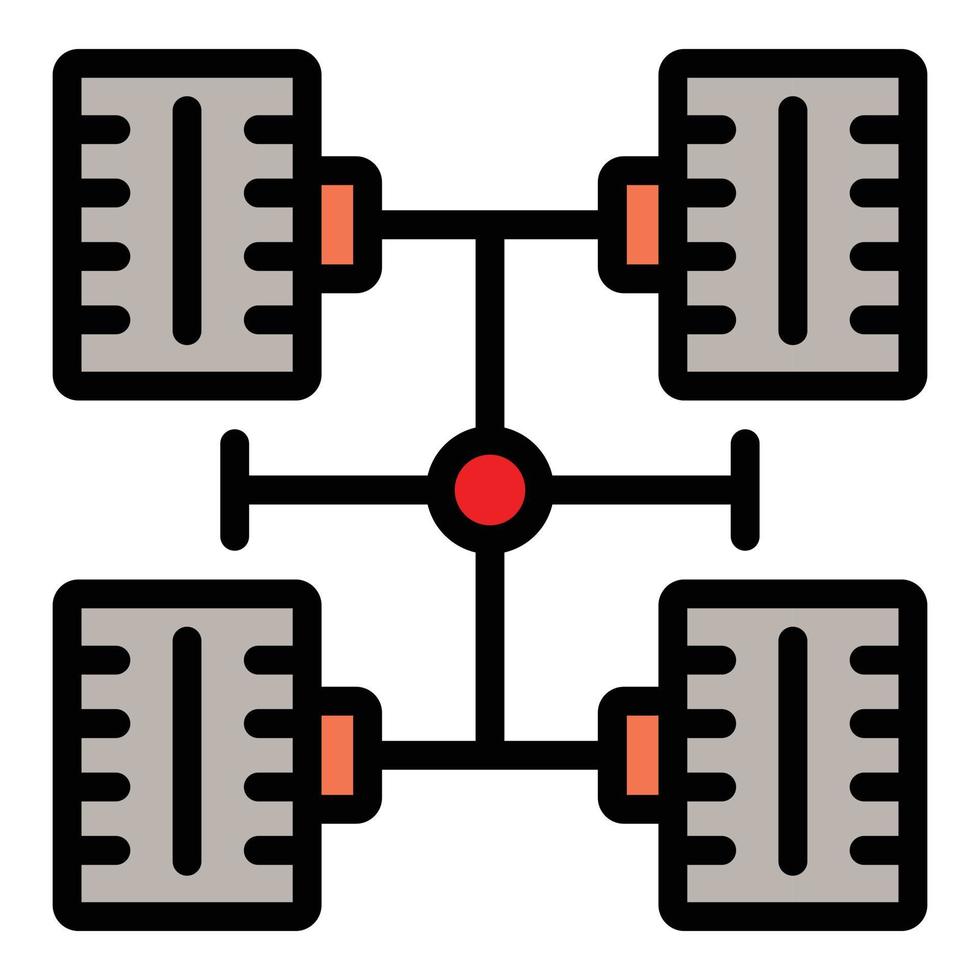 vetor de contorno de cor de ícone de encaixe de pneu