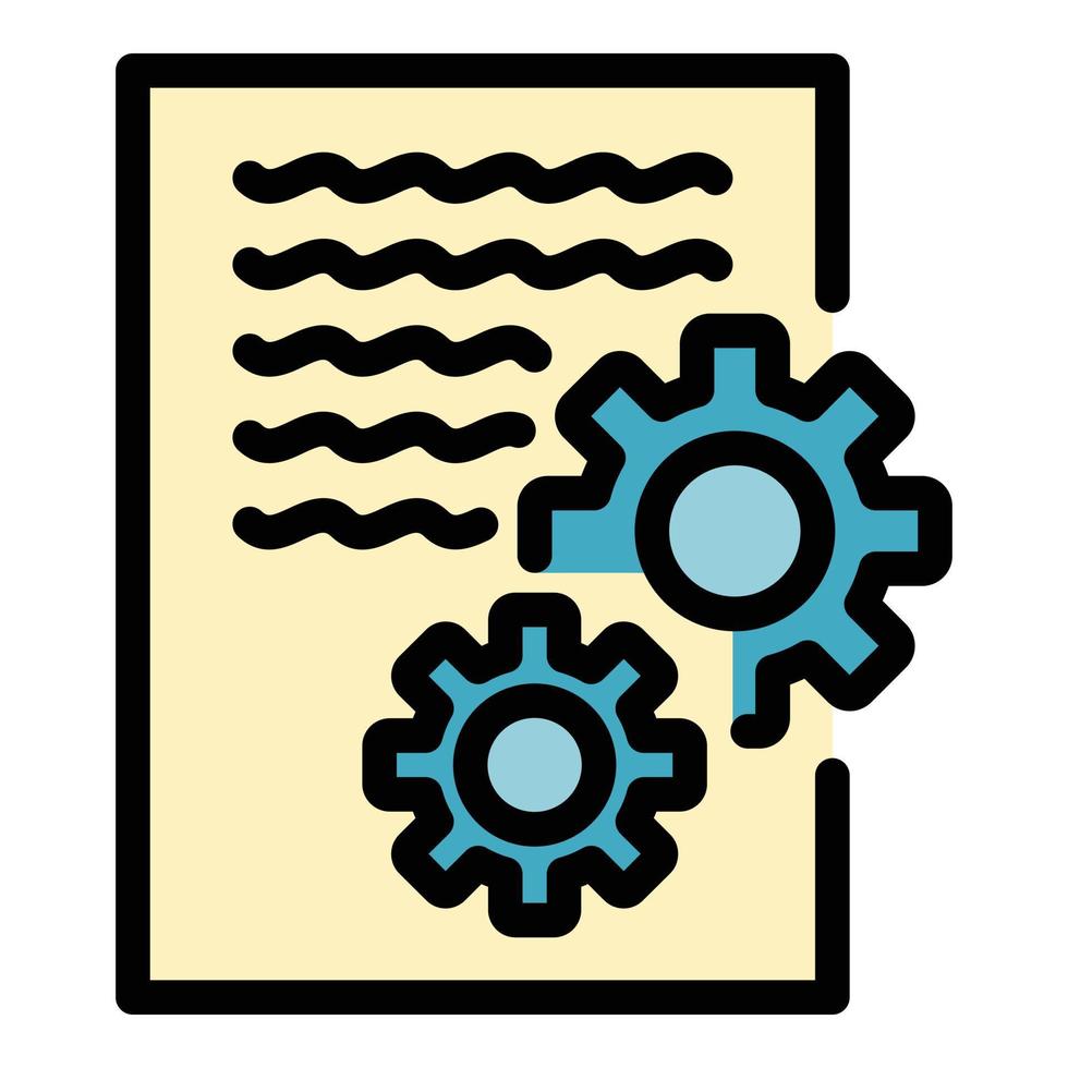 vetor de contorno de cor de ícone de relatório de sistema de engrenagem