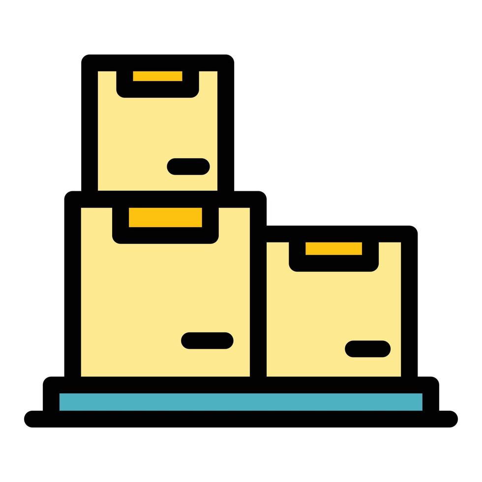 vetor de contorno de cor de ícone de armazenamento de arquivo de caixa
