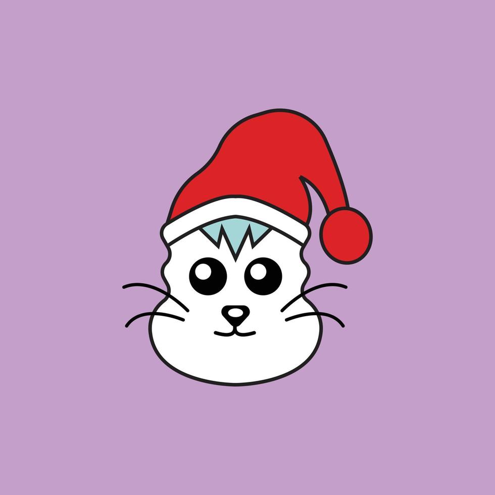 Papai Noel ícone de cabeça de gato vetor