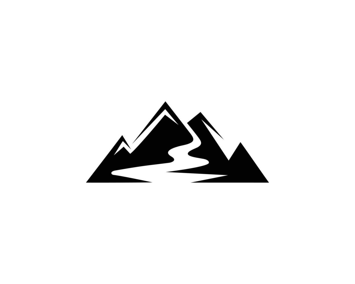 mar lago rio montanha paisagem silhueta logotipo design modelo vetorial, vetor
