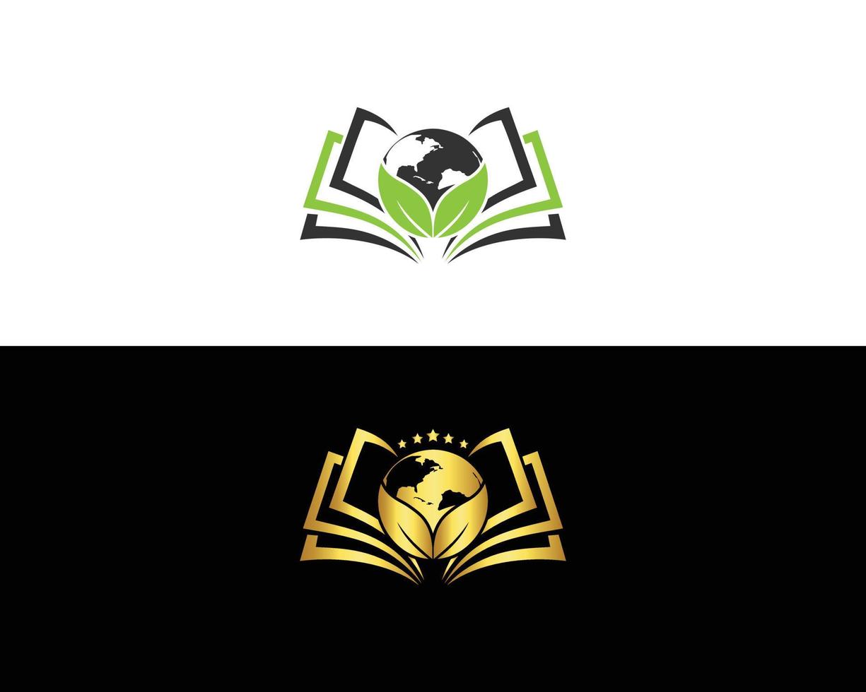 design de ícone do logotipo do livro de educação com conceito de vetor moderno de símbolo de terra verde.