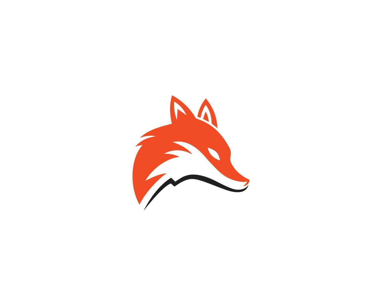 conceito de design moderno de modelo de logotipo de sinal de vetor de rosto de raposa e lobo.