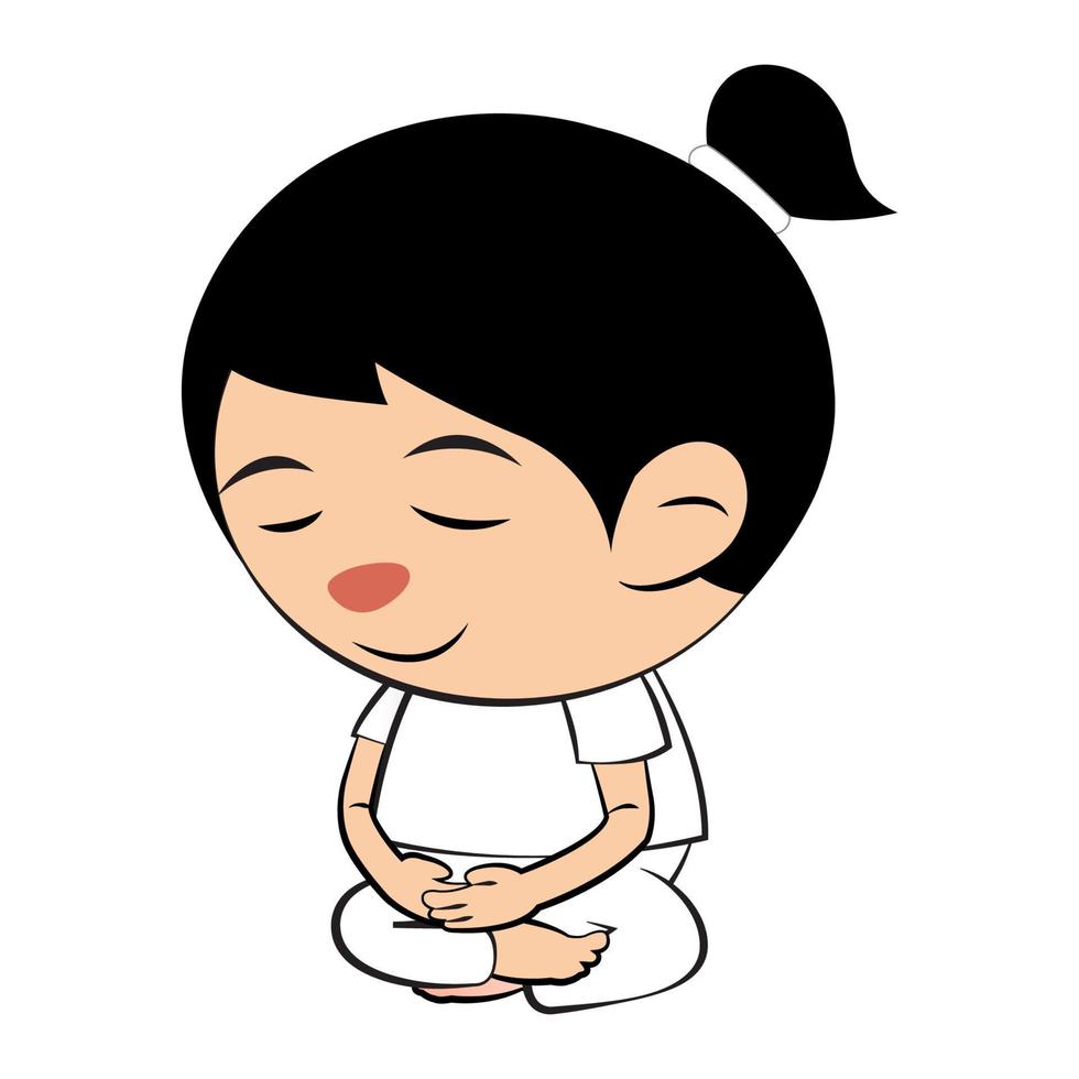 clipart da versão cartoon da mulher fazendo meditação sentando vetor