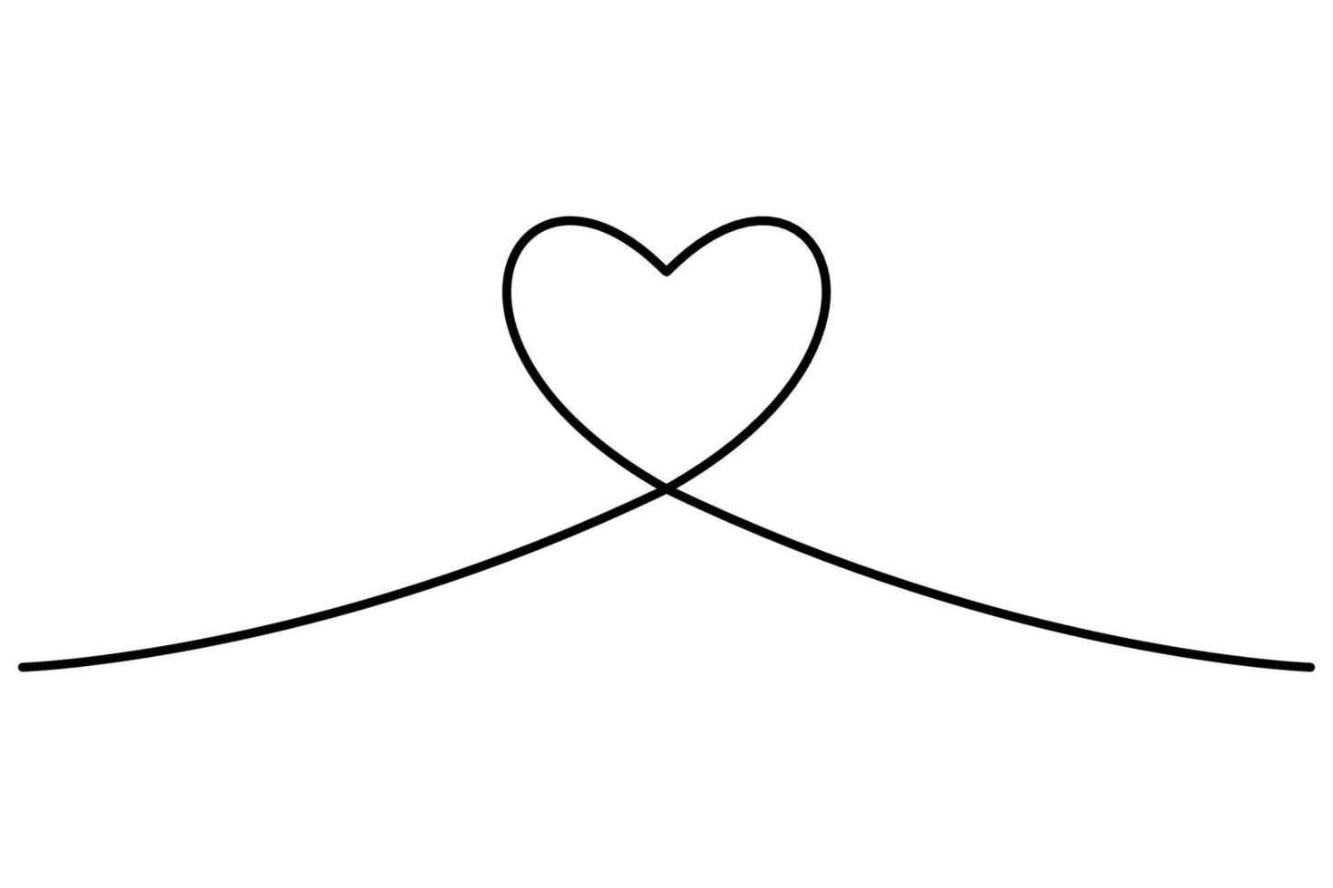 ícone de linha preta de coração contínuo. símbolo de amor de desenho de linha contínua no fundo branco. elemento de decoração para dia dos namorados, casamento, cartão de convite. ilustração vetorial. vetor livre