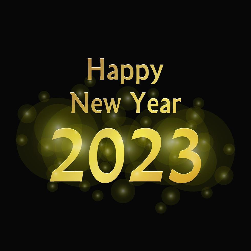 feliz ano novo 2023 com um fundo preto sólido vetor