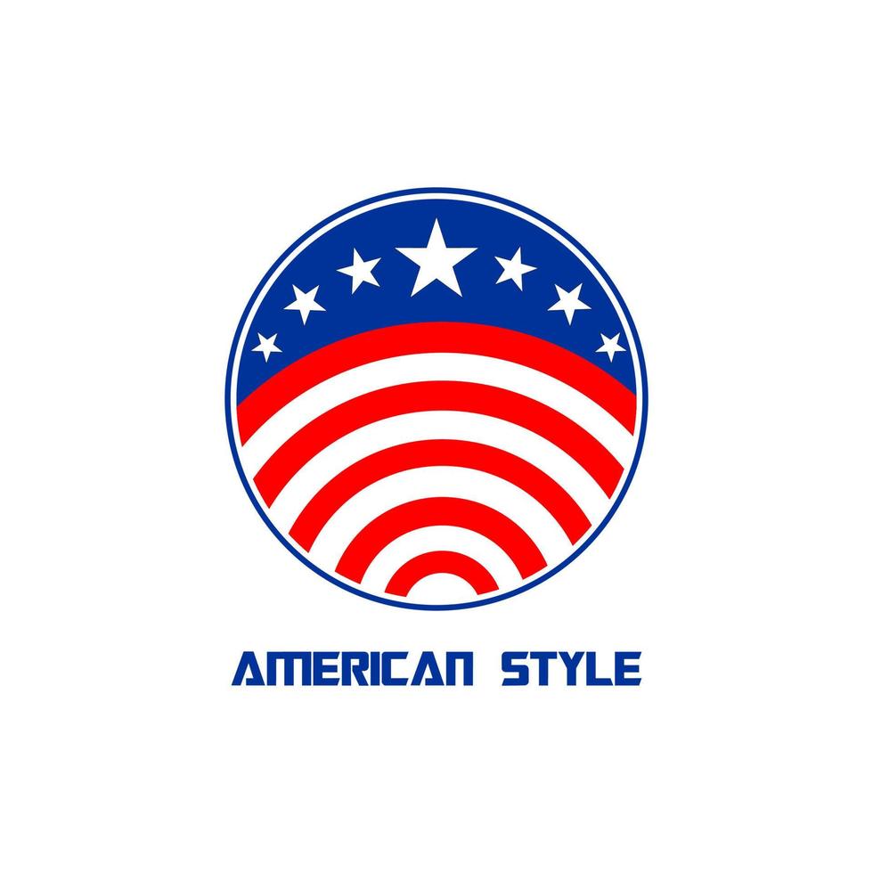 ilustração vetorial da bandeira americana dentro de um círculo adequado para logotipo, alfinete ou chaveiro vetor