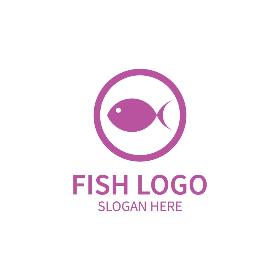 eps10 peixe vetor rosa redondo logotipo ou ícone isolado no fundo branco. símbolo de loja de restaurante de frutos do mar em um estilo moderno simples e moderno para o design do seu site, logotipo e aplicativo móvel